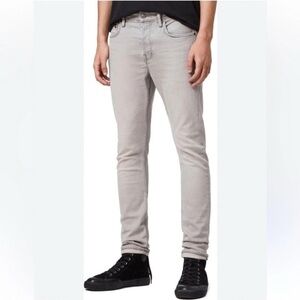 All‎ Saints Men’s Cigarette Skinny Jeans Light Grey Wash Size 32